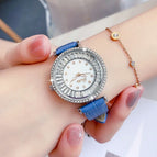 Scottie fashion diamond face temperament diamond watch ladies personality watch women's leather strap 9200