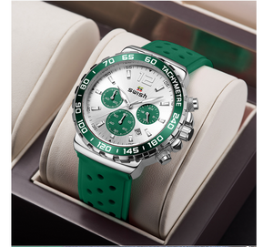 Swiss watch men's luminous sports men's watch breathable Silicone Tape quartz waterproof causal watch sw1610