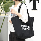 Korean version casual canvas handbags simple literary and art handbags online celebrity fashion printed shoulder bags SRA775