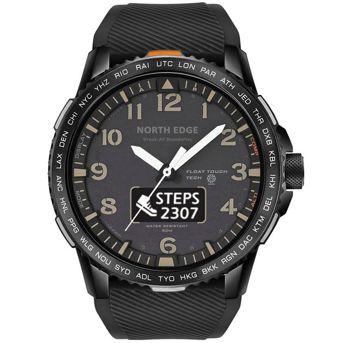 North edge Outdoor intelligent sports watch waterproof heart rate multi-function meter step dual display touch screen men's watch FLOAT