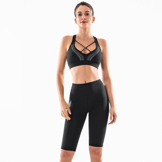 Women's Yoga suit high waist Pants two piece quick drying and sports bra set Y26B6737+Y26K6727