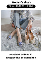 Shoes women 2022 new spring and autumn silk soft leather square head single shoes women's shallow mouth pregnant women's flat bottom size scoop shoes 555-14