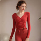 Yoga clothing women's new short tight sports top Pilates training clothing running fitness long-sleeved t-shirt 211