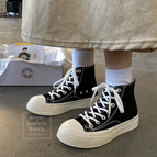 Canvas shoes women's thick-soled increase korean big-toed shoes 2021 new retro student white shoes 508