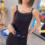 New ice silk knitted vest women can wear out to show thin lace women's vest with adjustable shoulder straps