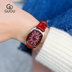 GUOU Fashion women's quartz watches retro rectangular small women's wrist watch waterproof belt Casual watch for women
