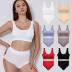 Underwear set women's no steel ring gathering comfortable breathable vest bra large size deep u sexy back plus size Panties and bra set 1602
