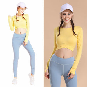 Women's Long Sleeve Sport T-Shirt fashion Fitness Running Yoga Top Y6032