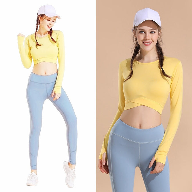 Women's Long Sleeve Sport T-Shirt fashion Fitness Running Yoga Top Y6032