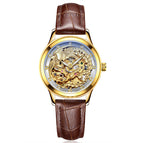 LAOGESHI dragon and phoenix couple watch mechanical hollow luminous leather watch automatic mechanical watch 3688