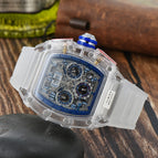 Men's and women's watch 6-Pin Quartz Watch Barrel-Shaped Hollowed Fashion Non-Mechanical Watch Spot Transparent Watch 8087