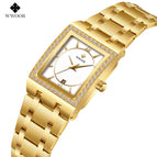 WWOOR Women's watch Waterproof Square SteelQuartz Watch Diamond Leisure Fashion Women's Watch 8858L