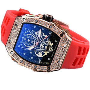 2023 Watch for men New Diamond Quartz Watch Barrel-Shaped European Style Hollow Ghost Head Quartz Watch 9791