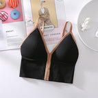 PLUS SIZE Front buckle bra sling underwear contrast color vest female summer big U beautiful back small seamless Bra