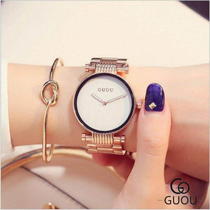GUOU 8071 Women's Watches Luxury Reloj Mujer Rose Gold Ladies Wrist Watch Water Resistant Watches