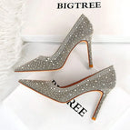 1938-1 Ladies shoes super high-heeled shallow pointy high-heeled shoes women's shoes office lady single shoes