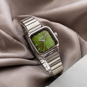 EAVANLIN Women's watch minority steel band watches temperament simple small green watch student green small square watch