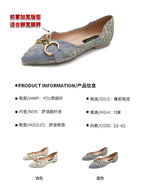 Flat shoes 2022 new horsebit buckle pleated satin pointed shallow beanie shoes plus size ladybugs pregnant women 222-21