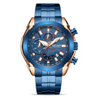 Megir Men's Watch fashion Large Dial Chronograph Calendar Luminous Waterproof Steel Belt Men's Watch 2065