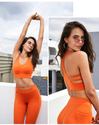 2023 new women yoga suits sports bra hip lifting quick drying fitness running yoga fashion exercise sports cloting set WXM230+CKM294