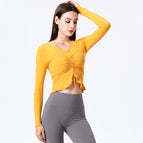 2022 new style yoga Top autumn and winter sports long-sleeved running fitness sportswear thin quick drying T-shirt top 8077