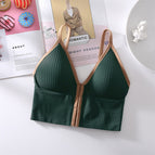 PLUS SIZE Front buckle bra sling underwear contrast color vest female summer big U beautiful back small seamless Bra
