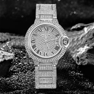 PINTIME Watch Men's Live Watch Steel Belt Men's Diamond Casual Quartz Watch 2712