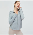 Outdoor Cool Feeling Sun Protective Clothes Coat Women's Breathable Quick-Drying Uv-Proof Sports Top Slim Fit Sun-Protective Clothing