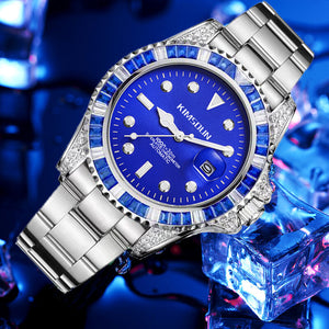 KIMSDUN new diamond-encrusted green water ghost automatic mechanical watch fashion luminous men's watch waterproof watch K-1268A steel