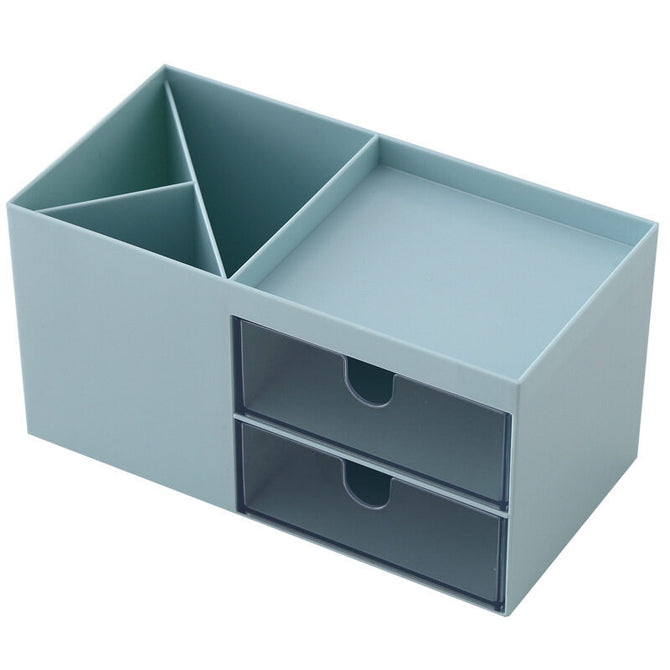 Desk Organisers Stationery Storage Box Multipurpose Desktop Organizer & Storage Box with Transparent 2 Tier Drawer Kotak Alat Tulis
