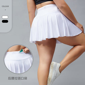 Lulu plus Size Fitness Shorts Women's Anti-Exposure Outdoor Quick-Drying Breathable Tennis Skirt Running Fitness Pleated Skirt KK109