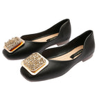 Flat fashion single shoes women's 2022 spring new Korean Square Head shallow mouth scoop shoes large flat bottom women's shoes 555-3