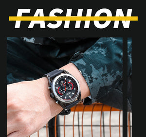 New Megir watch men's Fashion Blue timing leather watch sports quartz waterproof business men's casual watch 2135