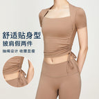 New Yoga Clothes T-shirt Side Drawstring Slimming Sports Top Fitness Clothes for Women yoga running outdoor clothing