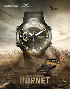 NORTH EDGE 2022 HORNET Men's Digital Watch Running Sports Watches Waterproof 50M World Time Illuminator Wristwatch