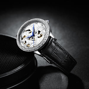 KIMSDUN men's casual watch 3D Engraving Eight Horses Fashion Hollow Automatic Mechanical Watch Waterproof men Watch K-2196A