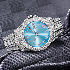 MISSFOX watch European and American hip hop diamond full diamond business men's waterproof quartz watch v320