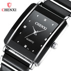 CHENXI Square Couple Watch Women'S Men's Watch Ceramic Watch Fashion Quartz couple Watch CX-104A