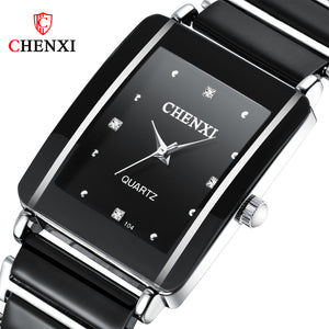 CHENXI Square Couple Watch Women'S Men's Watch Ceramic Watch Fashion Quartz couple Watch CX-104A