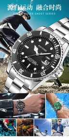 PINTIME Watch Men's Steel Belt Quartz Watch New Business Watch Calendar Causal men watch PT6582