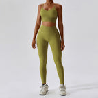 Seamless Yoga Suit Summer Running Tight Sports Suit Women's Quick-Drying Beauty Back Fitness Suit 6866