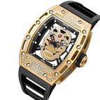 SKONE Space-Time Men's Outdoor Sports Watch New diamond-set openwork skull quartz watch 5146-1
