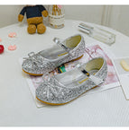 2021 new Korean bow princess children's shoes hook and loop sequined flat shoes for children and girls dancing shoes 1799-25