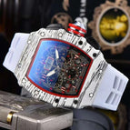 Men's Watch European and American Carbon Fiber Texture Fashion Quartz Watch Barrel-Shaped Quartz Sports Watch 1035
