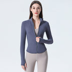 2021 autumn new tight-fitting sports jacket quick-drying slimming fitness Top running suit yoga jacket sports outer 8246
