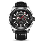 Megir Watch Men's Large Dial Multi-Function Timing Leather Sports Quartz men Watch 2122