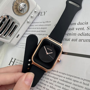 Guou fanshion watch women's 2023 new jelly design small square watch simple fashion Silicone Tape women's Watch