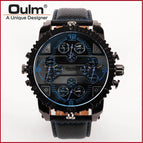 Oulm Cool Men's Watch Quartz Watch New Four Time Zone Casual Fashion Multi-Time Zone Large Dial Men's Watch HP3233