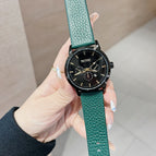 TT new Korean version of the trend fashion watch female temperament ins large dial round leather strap calendar women's 77013 watch