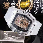 Men's watch Transparent Cutout Ghost Head Quartz Watch Barrel-Shaped Fashion Silicone Men's casual Watch